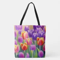 Spring Tulips Floral Tote Bag