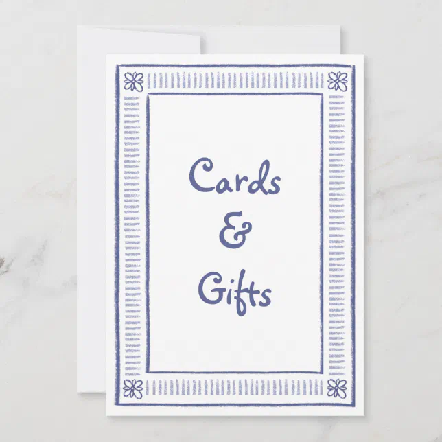 Blue Quirky Hand Drawn Wedding Cards & Gifts Sign