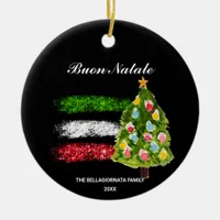 *~* Italian Italy Abstract Flag Buon Natale Photo  Ceramic Ornament