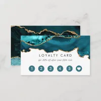 Teal - Turquoise and Gold Agate Loyalty Card