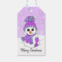 Cute Festive Snowman Purple Christmas Gift Tags