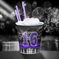 City Lights Sweet Sixteen Purple ID119 Paper Cups