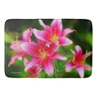 Hot Pink Olympic Torch Lilies Bath Mat