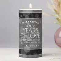 Elegant 4th Linen Wedding Anniversary Celebration Pillar Candle