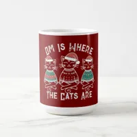 Om Is Where the Cats Are - Funny Yoga Christmas  Coffee Mug