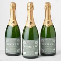 Personalized Art Nouveau  Sparkling Wine Label