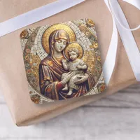 Blessed Mother Mary and Baby Jesus | Christmas Square Sticker