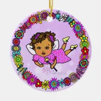 Pretty Purple Fairy Christmas Keepsake Ceramic Ornament