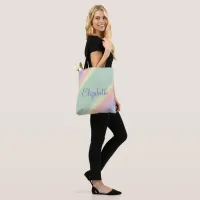 Personalized Diagonal Pastel Rainbow Water Wash Tote Bag