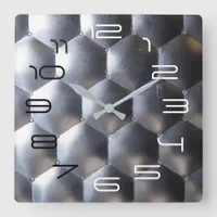 Hexagon 3D Effect - Metal Pattern Texture Square Wall Clock