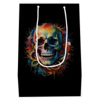 Skull Head with multi-colored Paint Splashes Medium Gift Bag