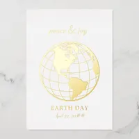 Peace & Joy Save Our Planet Logo Mother Earth Day Foil Holiday Card