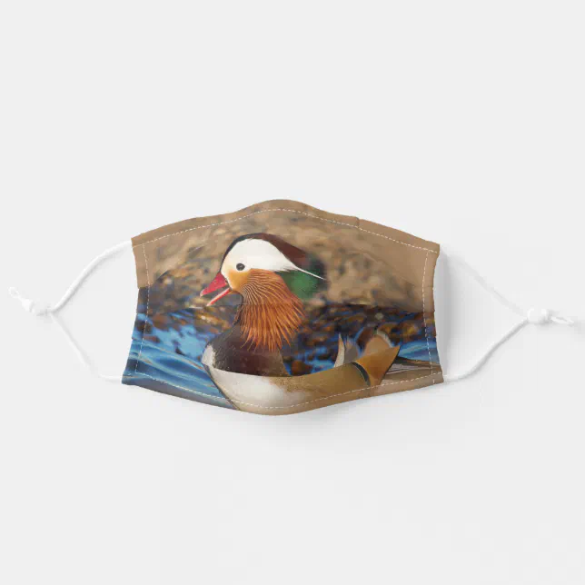Beautiful Chatty Mandarin Duck at the Pond Adult Cloth Face Mask