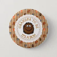 Grandpa To Be Button Woodland Aninmal Theme