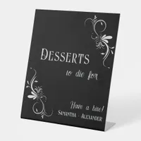 Gothic Whimsigoth Silver Gray Desserts Wedding  Pedestal Sign