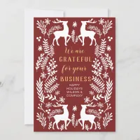 Red Scandinavian Nordic Winter Reindeer Business Holiday Card