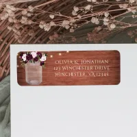 Plum Floral Lights Mason Jar Rustic Wedding  Label