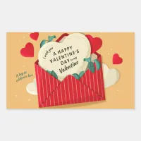 Valentine's Day Hearts "Wish" Rectangular Sticker