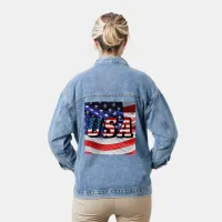 USA Quote American Flag Womens Denim Jacket