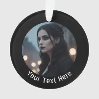 Stylish Gothic Black Emo Personalized Photo Text Ornament