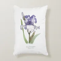 Purple Ruffled Iris Floral Botanical Art  Accent Pillow