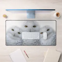 Dreamy Snowy Owls Family Funny Having a Hoot Desk Mat