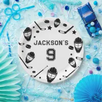 Hockey black and White Themed Boys Birthday Party Paper Plates