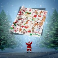 Merry and Bright Christmas on white background | Wrapping Paper