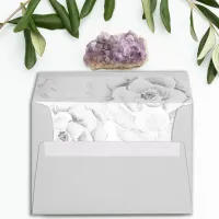 watercolor gray succulent liner wedding envelope