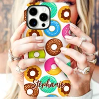 Colorful Donut Pattern Custom Name iPhone 16 Pro Max Case