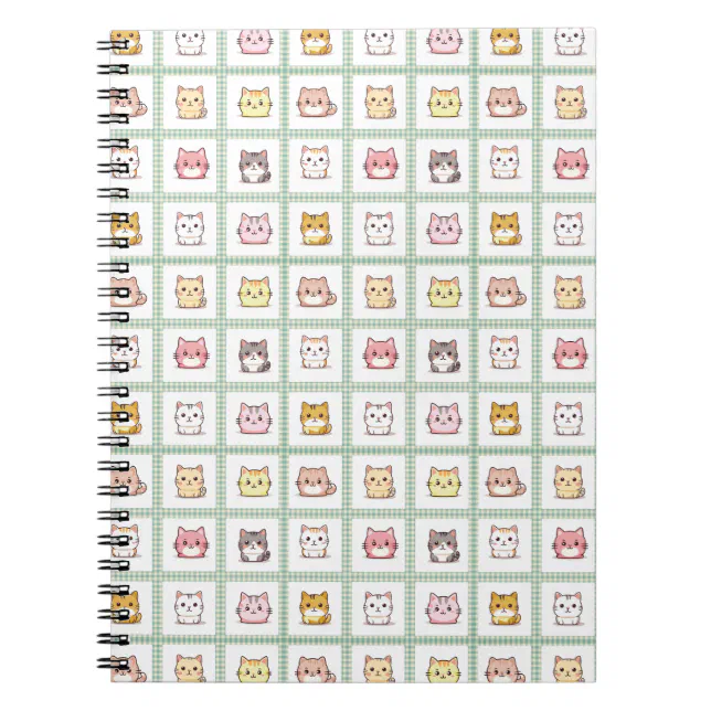 Cute Kittens Vintage Gingham Pillowcase Notebook