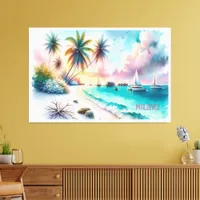 Maldives Luxury Sketch Watercolor  | Canvas Print