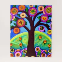 Whimsical Tree Folk Art Jigsaw Puzzle