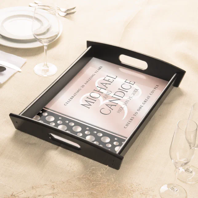 Elegant 30th Pearl Wedding Anniversary Celebration Serving Tray