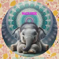 Adorable Elephant in front of a Mandala Background Beach Towel