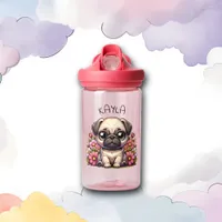 Personalized Cute Pug Puppy Dog Water Bottle