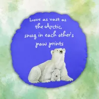 Polar bear mom with her cub | round pillow