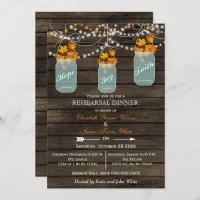 Barnwood,mason jar Fall rehearsal dinner invites