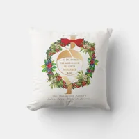 Joy To The World Quote Elegant Christmas Wreath Throw Pillow