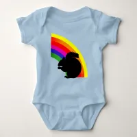 Black Squirrel Silhouette Colorful Rainbow Baby Bodysuit