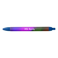 Neon of Blue, Purple, Green & Orange Add Name Black Ink Pen