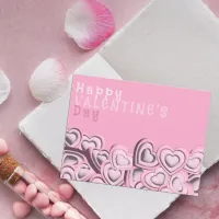 3D Blush Pink Hearts Happy Valentine's Day Postcard