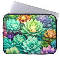 Colorful Succulents Collage Laptop Sleeve