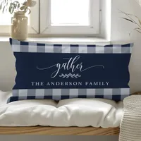 Gather Fall Navy & White Buffalo Check  Lumbar Pillow