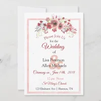 Mauve Floral Wedding Invitation