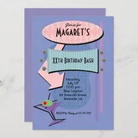 Retro Birthday Cocktail Party Invitation