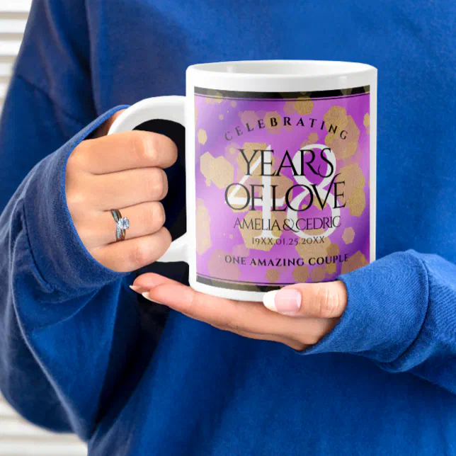 Elegant 48th Amethyst Wedding Anniversary Giant Coffee Mug