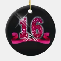 Sweet Sixteen Sparkle Pink ID117 Ceramic Ornament