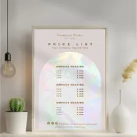 Elegant Holographic Arch Beige Price List Poster