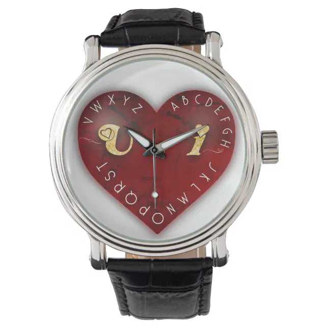 You and I - alphabet game on a red heart Watch